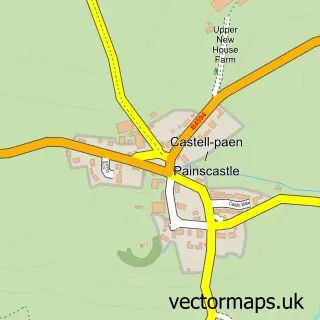 Street map sample of Painscastle, Powys