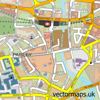 Street map sample of Paisley, Renfrewshire