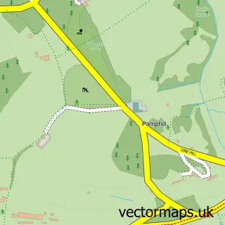 Street map sample of Pamphill, Dorset