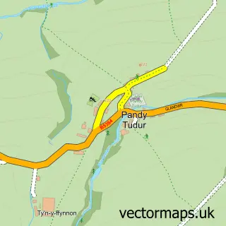 Street map sample of Pandy Tudur, Clwyd