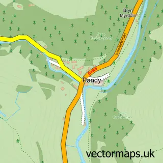 Street map sample of Pandy, Clwyd