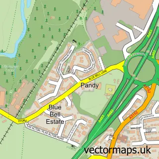 Street map sample of Pandy, Clwyd