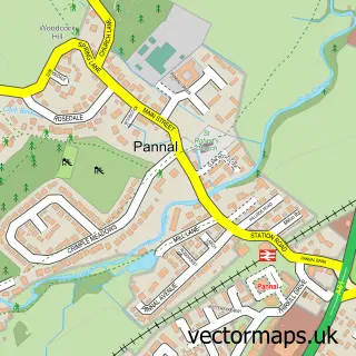 Street map sample of Pannal, North Yorkshire