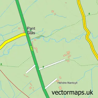 Street map sample of Pant Glas, Gwynedd