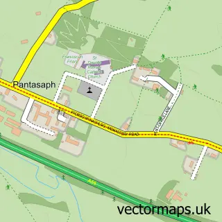 Street map sample of Pantasaph, Clwyd