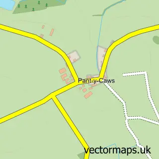 Street map sample of Pant-y-caws, Dyfed
