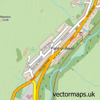 Street map sample of Pant-yr-Awel, Mid Glamorgan
