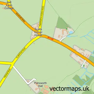 Street map sample of Panxworth, Norfolk