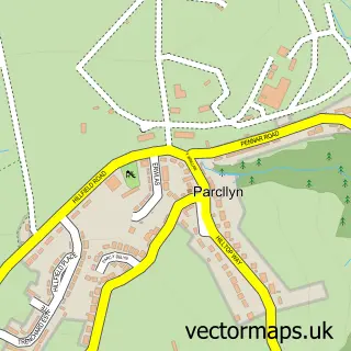 Street map sample of Parcllyn, Dyfed