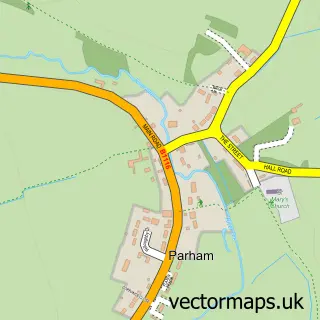 Street map sample of Parham, Suffolk