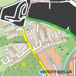 Street map sample of Parkeston, Essex