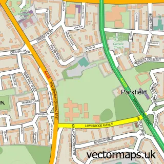 Street map sample of Parkfield, West Midlands