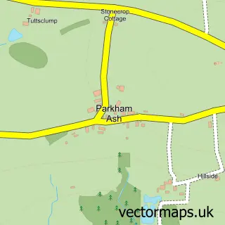 Street map sample of Parkham Ash, Devon