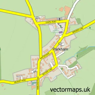 Street map sample of Parkham, Devon