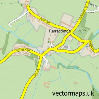 Street map sample of Parracombe, Devon
