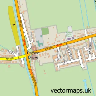 Street map sample of Parson Drove, Cambridgeshire