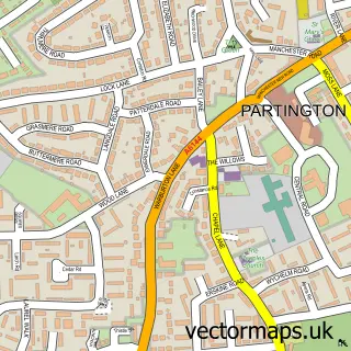 Street map sample of Partington, Greater Manchester