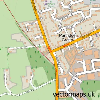 Street map sample of Partridge Green, West Sussex