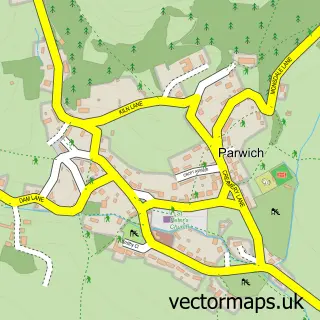 Street map sample of Parwich, Derbyshire