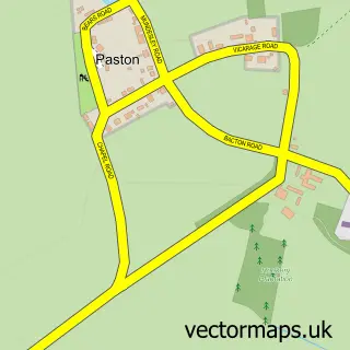 Street map sample of Paston, Norfolk