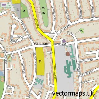 Street map sample of Patcham, East Sussex