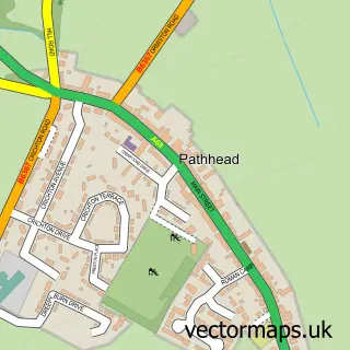 Street map sample of Pathhead, Midlothian