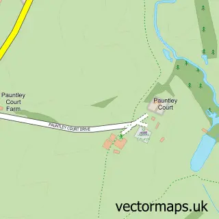 Street map sample of Pauntley, Gloucestershire