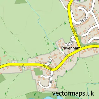 Street map sample of Pavenham, Bedfordshire
