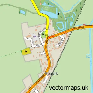 Street map sample of Peakirk, Cambridgeshire