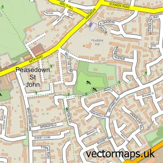 Street map sample of Peasedown St. John, Somerset