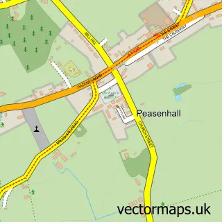 Street map sample of Peasenhall, Suffolk