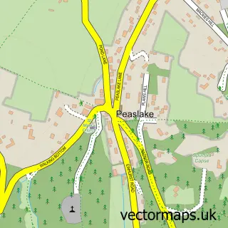 Street map sample of Peaslake, Surrey