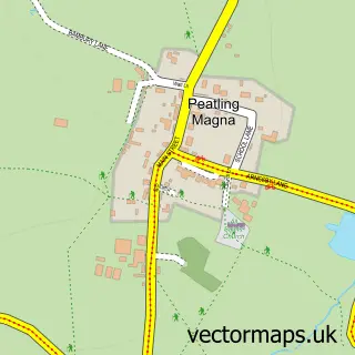 Street map sample of Peatling Magna, Leicestershire