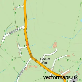Street map sample of Pecket Well, West Yorkshire