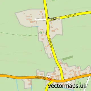 Street map sample of Pedwell, Somerset