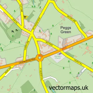 Street map sample of Peggs Green, Leicestershire