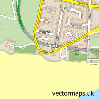 Street map sample of Pegwell, Kent