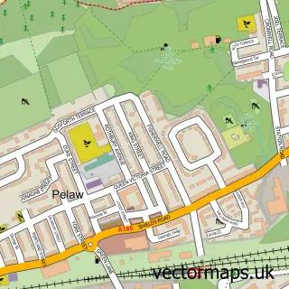 Street map sample of Pelaw, Tyne & Wear