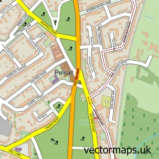 Street map sample of Pelsall, West Midlands
