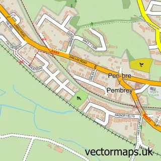 Street map sample of Pembrey, Dyfed