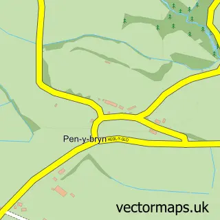 Street map sample of Pen y Bryn, West Glamorgan