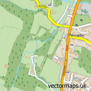 Street map sample of Pencader, Dyfed