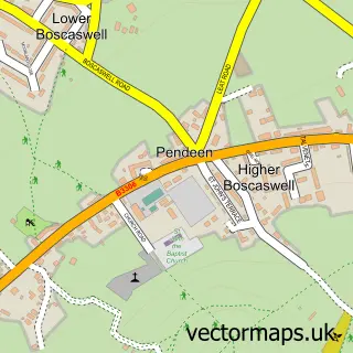 Street map sample of Pendeen, Cornwall