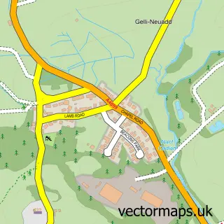 Street map sample of Penderyn, Mid Glamorgan
