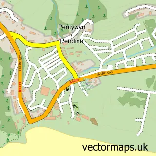 Street map sample of Pendine, Dyfed