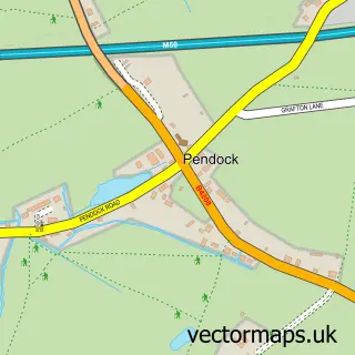 Street map sample of Pendock, Worcestershire