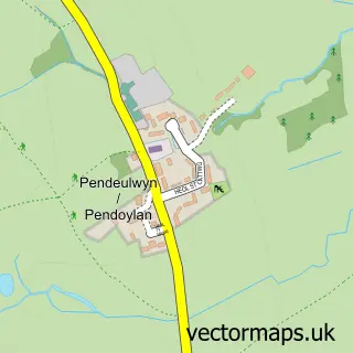 Street map sample of Pendoylan, South Glamorgan
