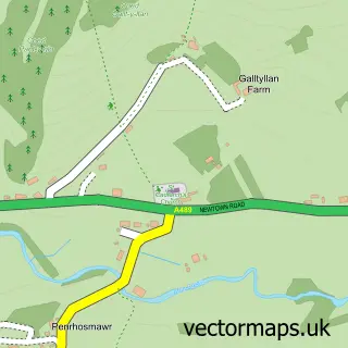 Street map sample of Penegoes, Powys