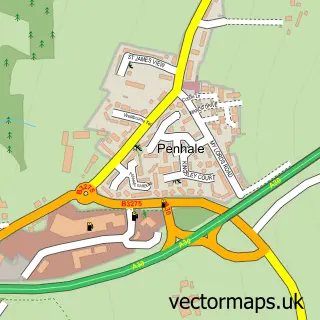 Street map sample of Penhale, Cornwall