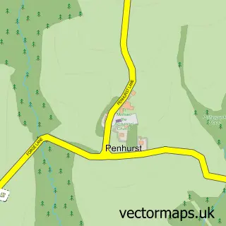 Street map sample of Penhurst, East Sussex
